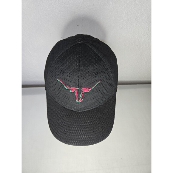 Longhorn Hat Cap Strap Back Black Mesh Embroidered Bull Horns Mens One Size - Picture 5 of 8